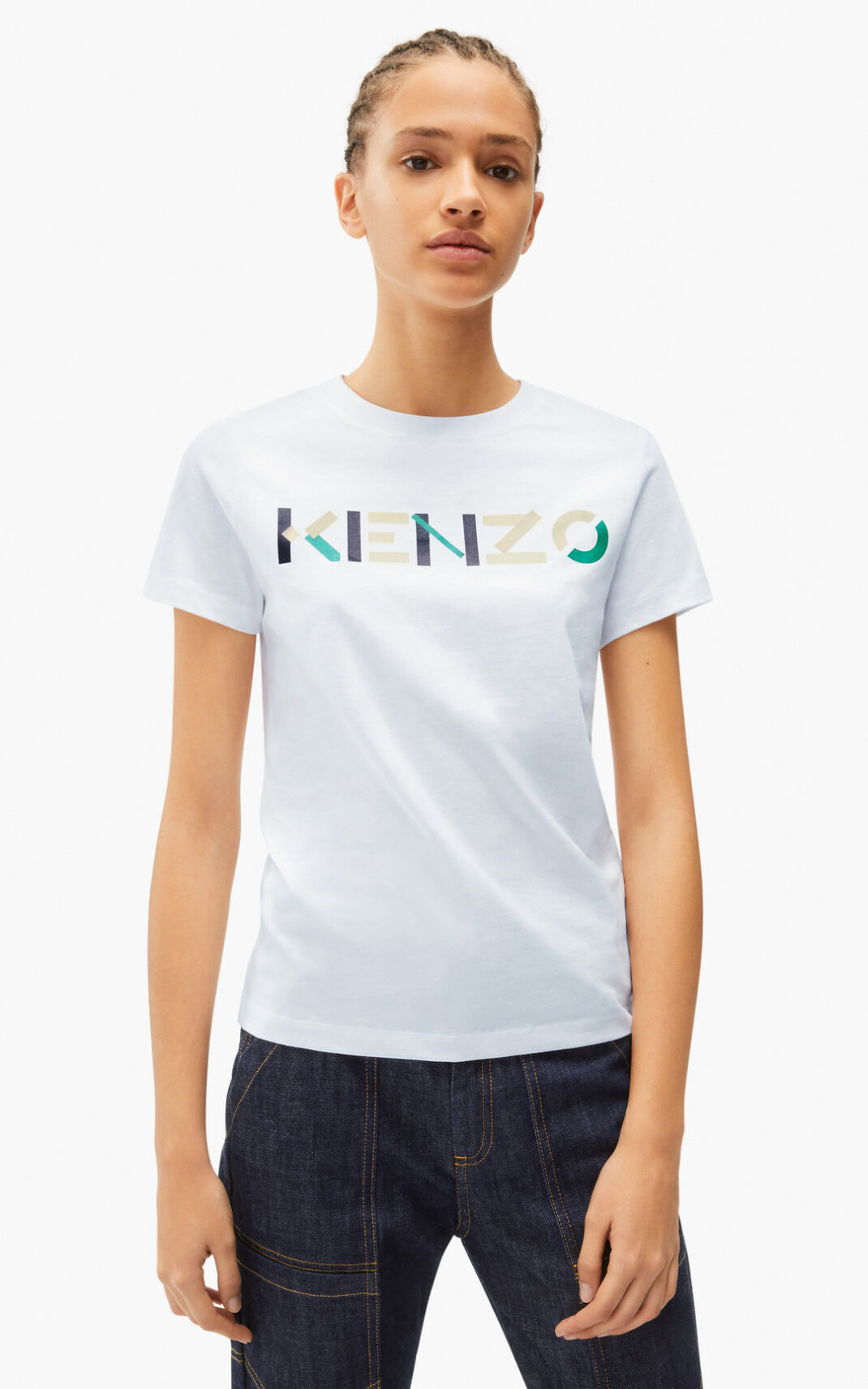 T Shirt Kenzo Femme with multicoloured logo Blanche XMANG-3817